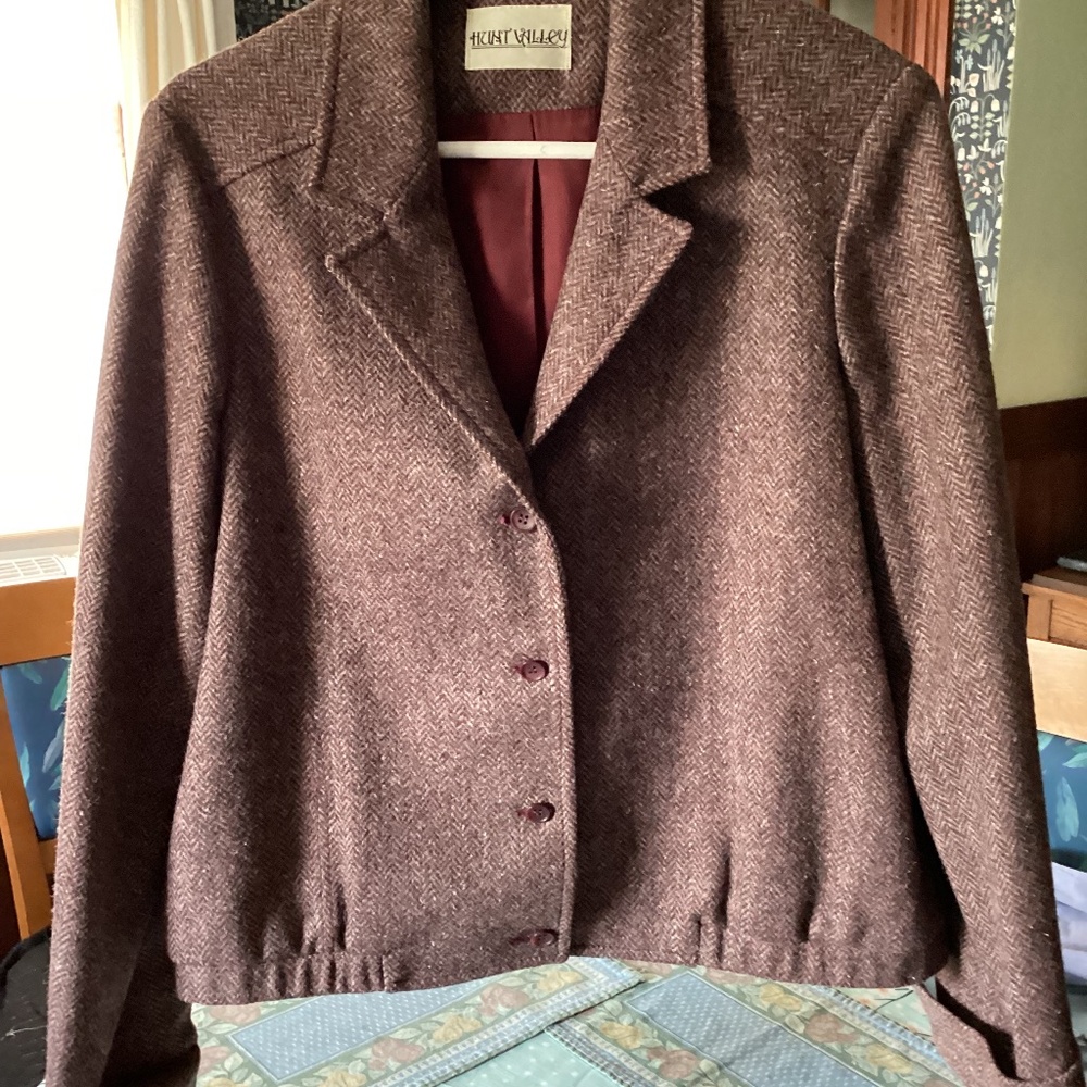 SALE! Hunt Valley tweed wool  herringbone jacket, size 14